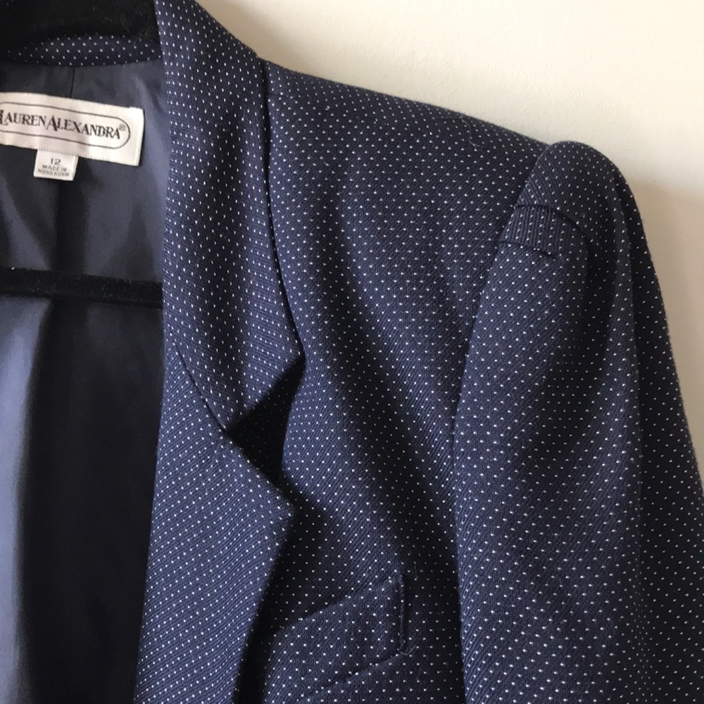 Vintage Polka Dot Peplum Blazer with Shoulder Pads - Picture 5 of 16